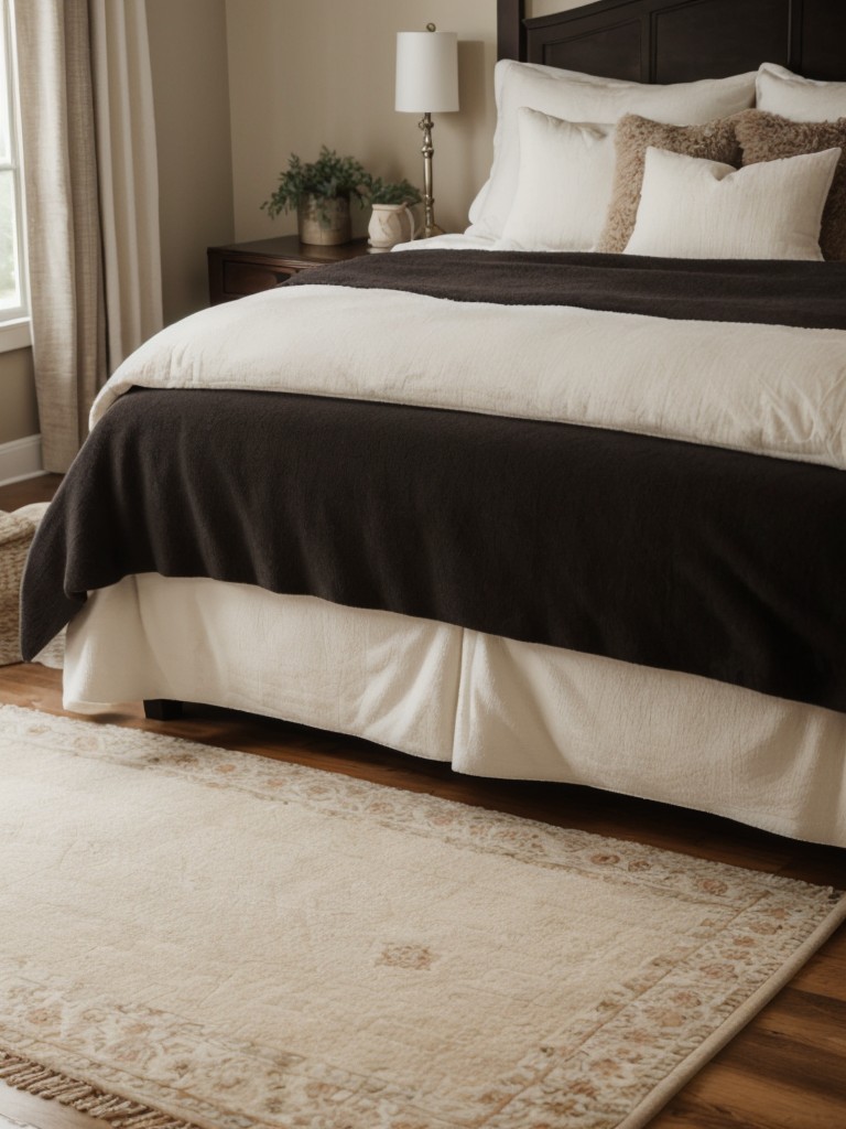 Cozy up your bedroom with traditional decor. Add a plush rug for extra comfort!