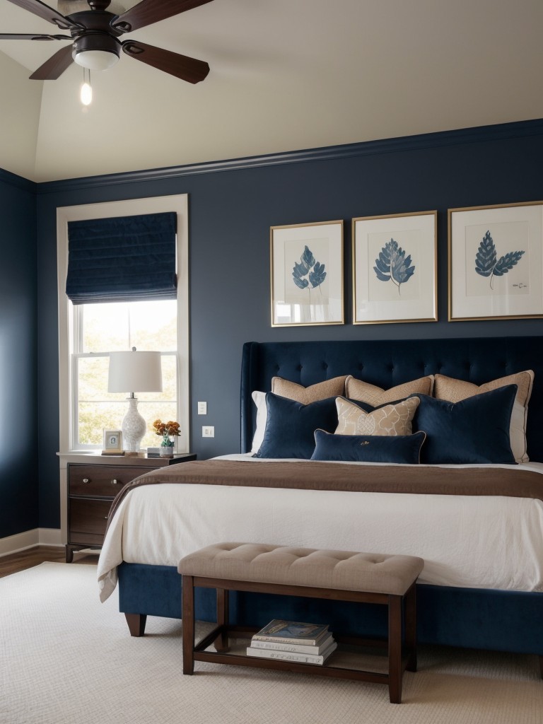 Sophisticated Brown & Blue Bedroom Decor: Dive into calming vibes!