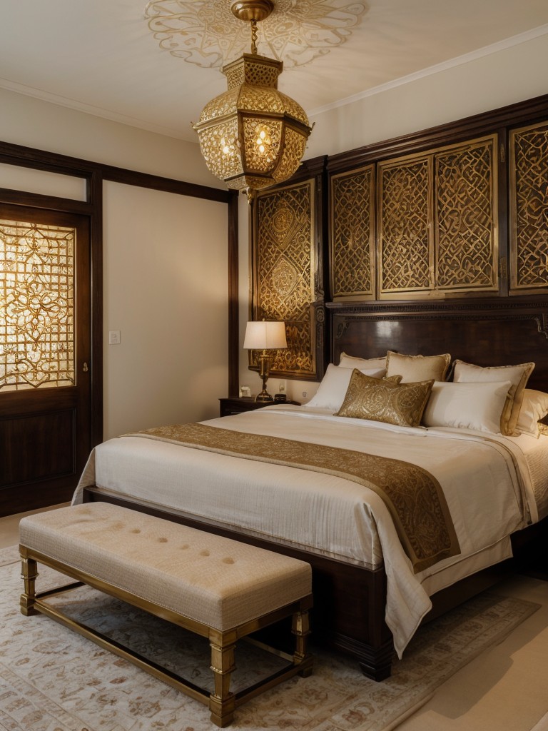 Opulent Moroccan-Inspired Bedroom: Brown & Gold Luxe Décor