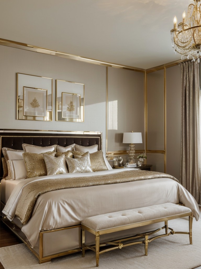 Luxurious Bedroom Upgrade: Brown Decor with Metallic Accents!