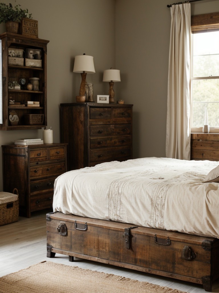 Rustic Wood Trunk: The Perfect Bedroom Storage Solution!