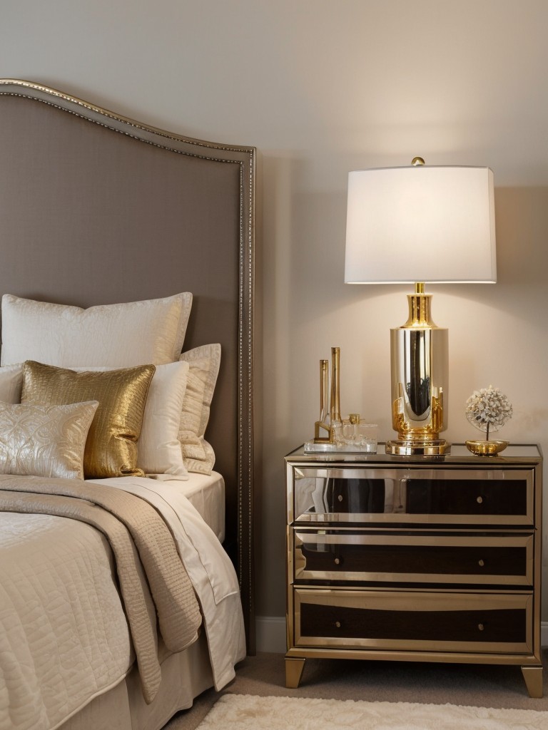 Golden Glamour: Metallic accents to elevate your apartment's bedroom décor!