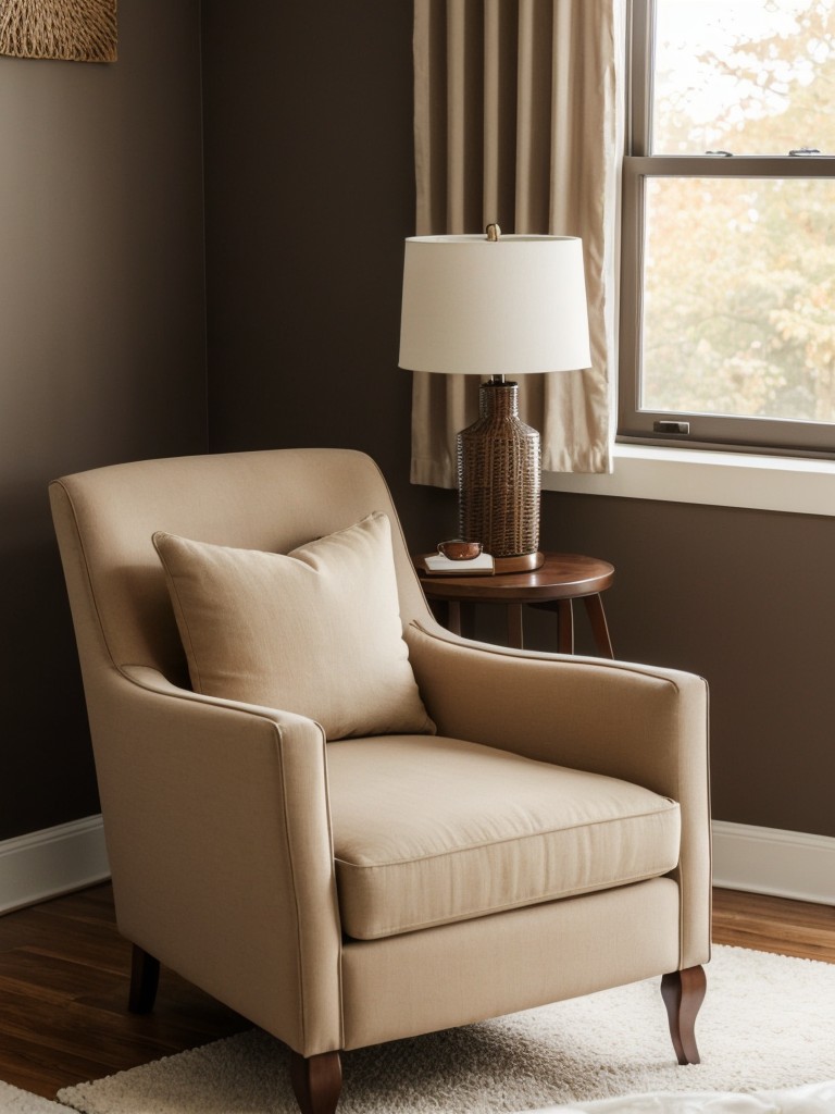 Cozy up your brown-themed bedroom with a stylish reading nook!