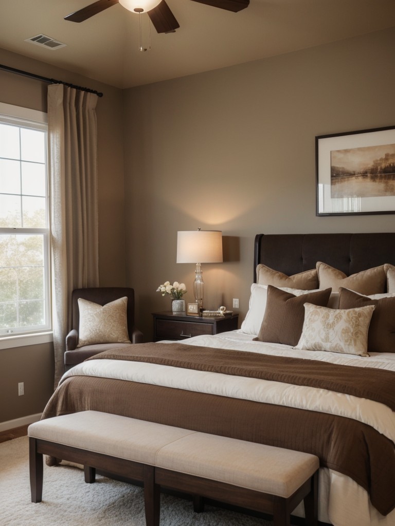 Cozy Brown Bedroom Decor Ideas: Enhance your space with plush bedding and luxe throw pillows.