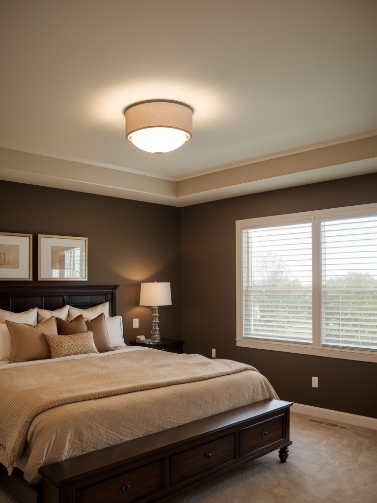 Cozy Brown Bedroom: Illuminate and Elevate Your Space!