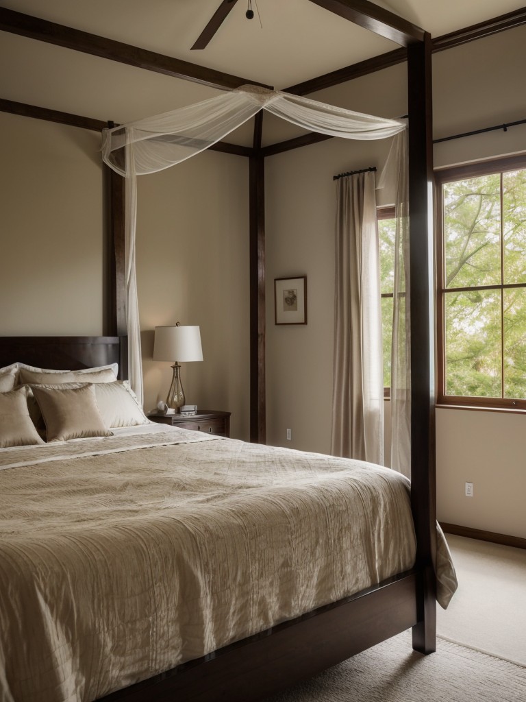 Serene Oasis: Canopy Bed Inspiration for an Elegant Bedroom.