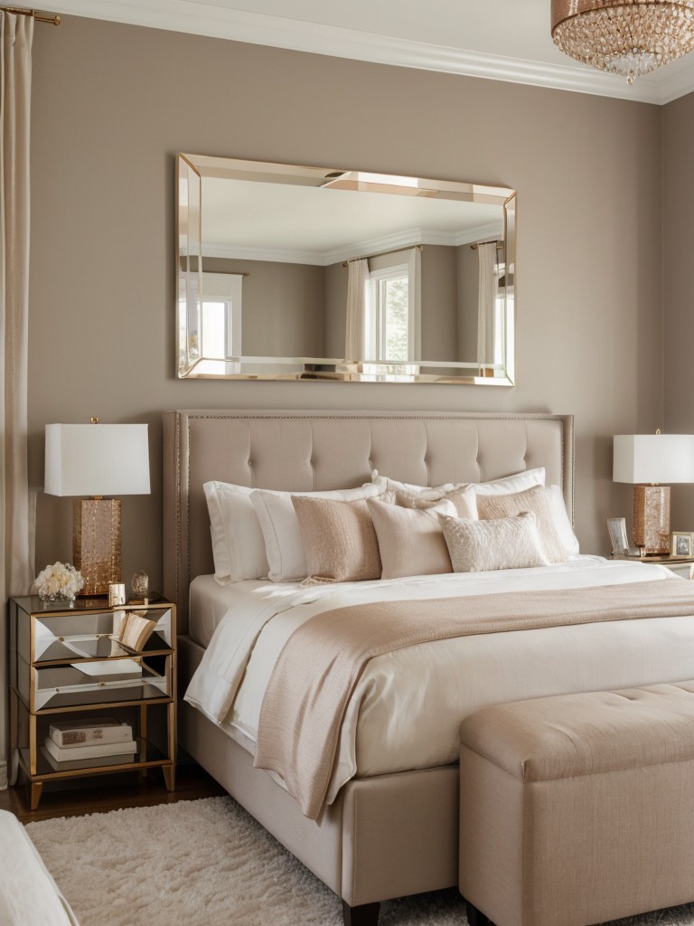 Chic & Feminine: Stunning Brown Bedroom Decor with Gold Accents