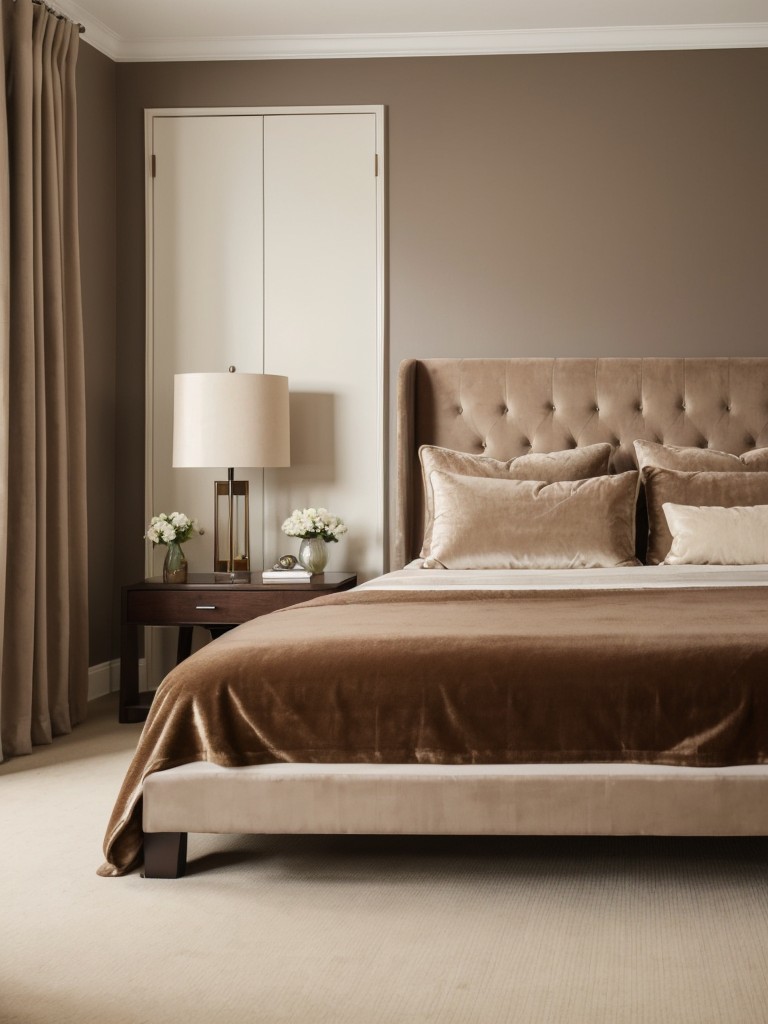 Luxurious Brown Bedroom Decor: Velvet Accents for a Soothing Oasis