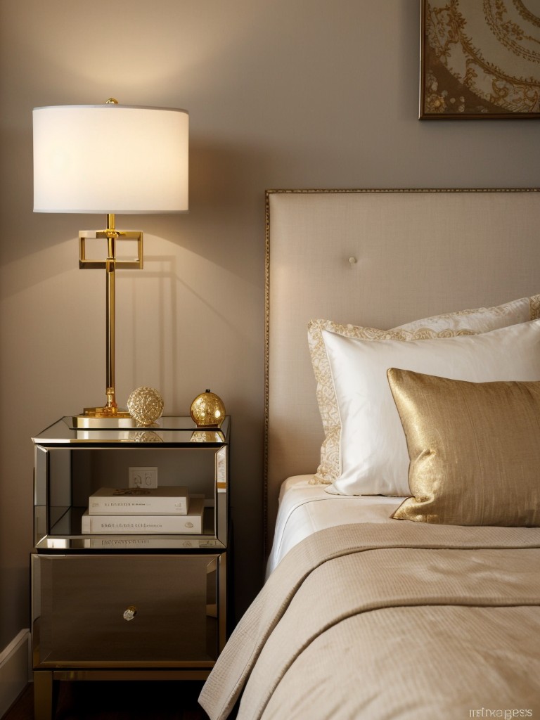 Luxury Touch: Gold Accents for a Serene Apartment Bedroom.