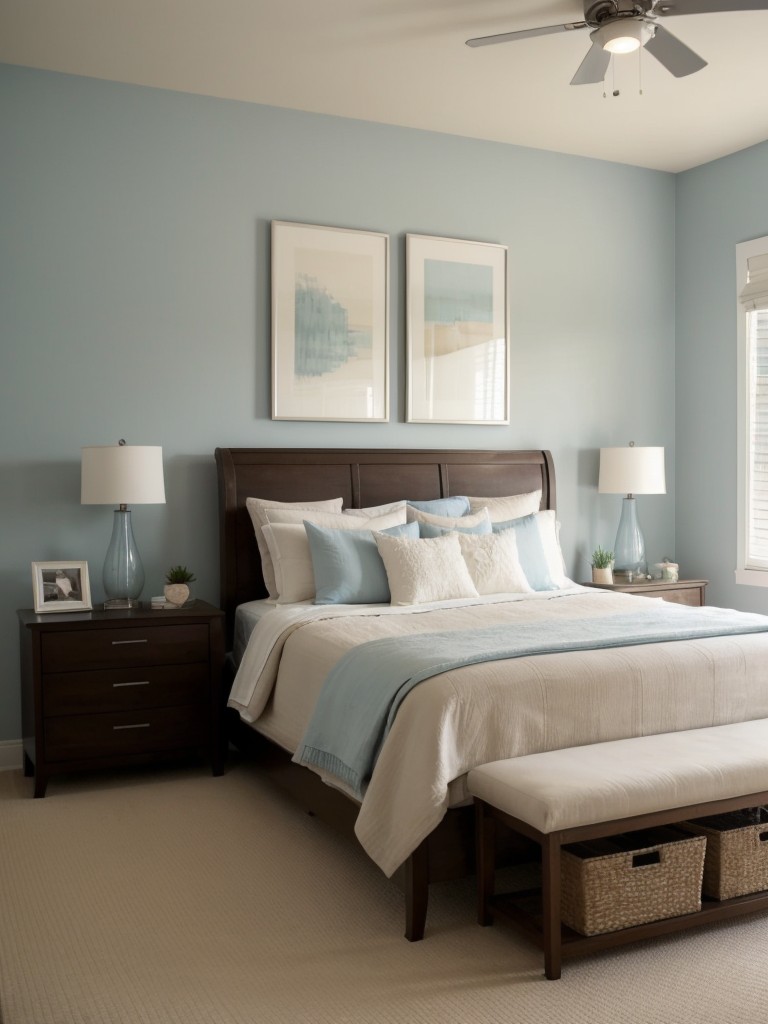 Relaxing Retreat: Light Blue Walls for a Serene Apartment Bedroom