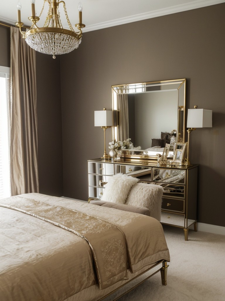 Luxurious Metallic Accents: Elevate Your Bedroom with Timeless Glam.