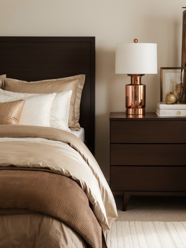 Glam Up Your Brown Bedroom: Metallic Accents for Nightstands