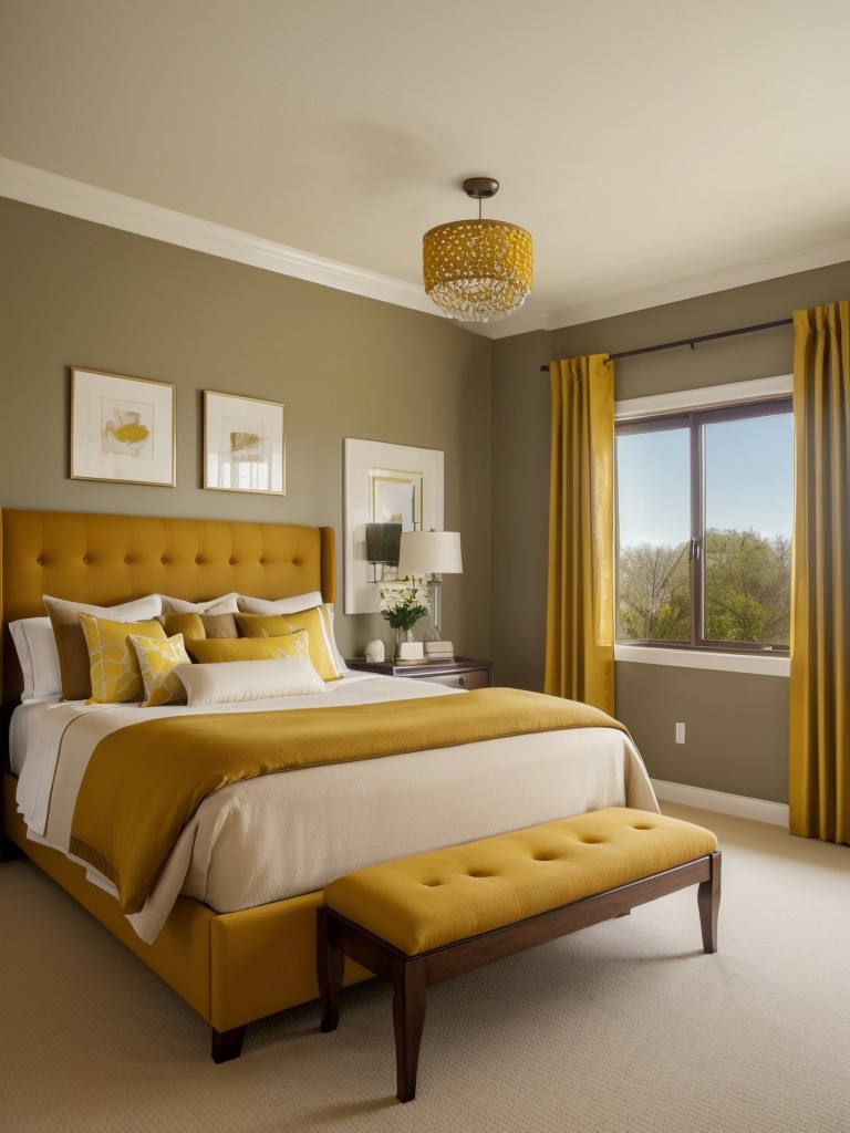 Vibrant Accents for a Brown Bedroom: Try Mustard Yellow or Teal!