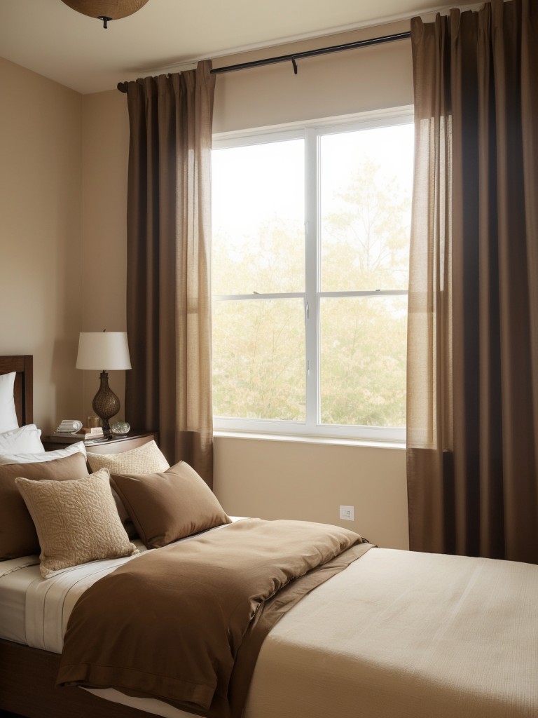 Chic brown bedroom: elevate your space with soft curtains!