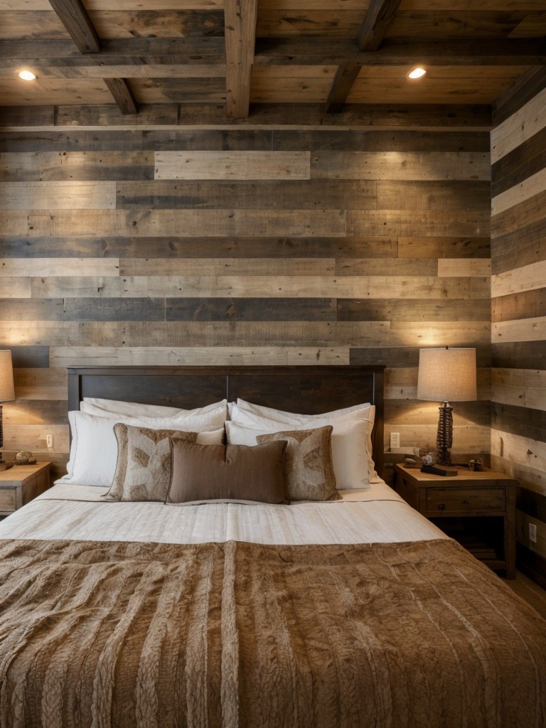 Rustic-Chic Bedroom: Elevate your space with stunning wall panels for a visual statement.