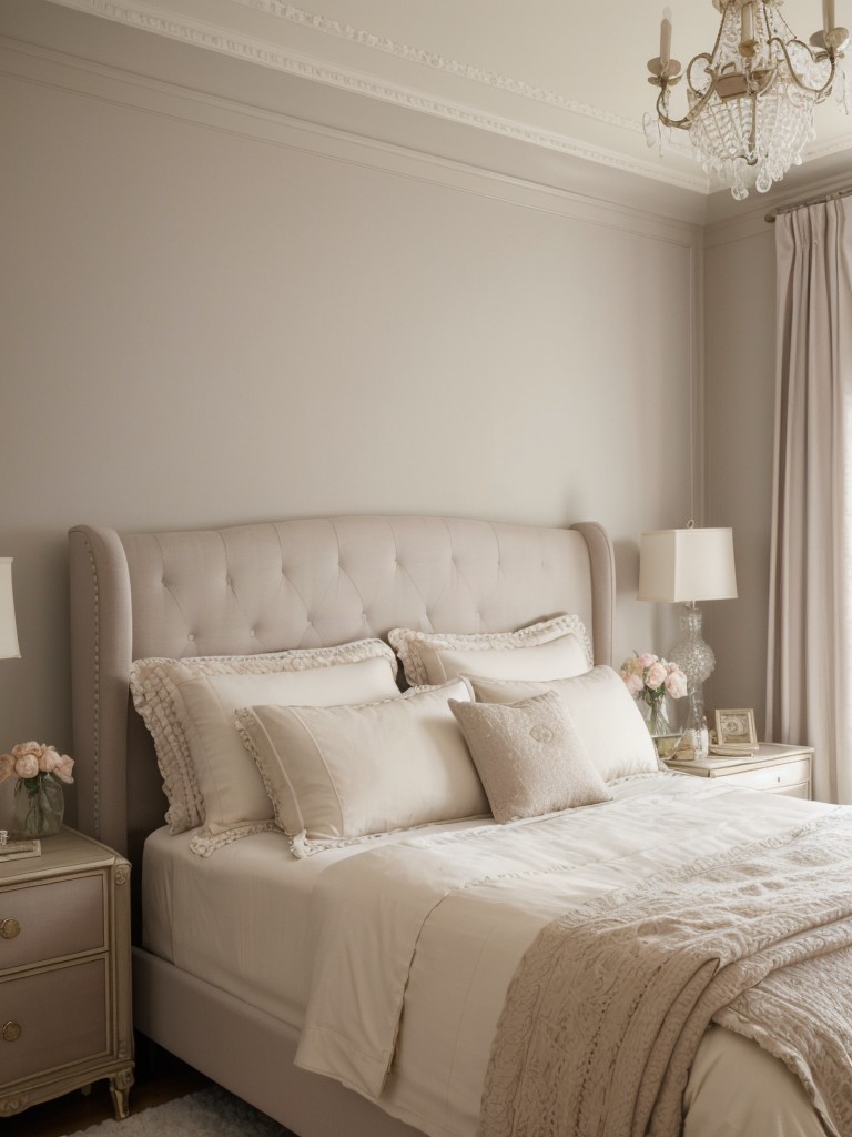 Parisian-Inspired Bedroom: Add Romance with Tufted Bed & Vintage Accents!