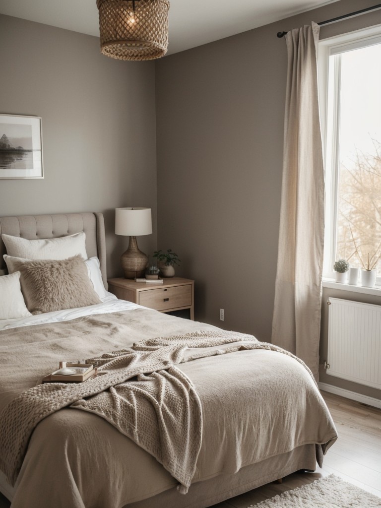 Cozy Scandinavian-Inspired Bedroom with Taupe Tones.