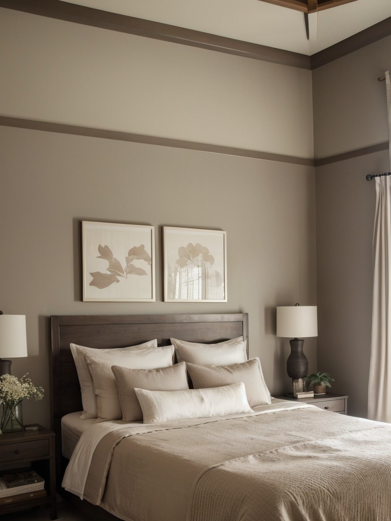 Create a Zen-inspired oasis with taupe bedroom decor.