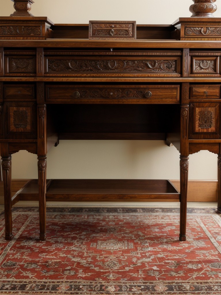 Traditional Charm: Enhance Your Bedroom with an Intricate Writing Desk!