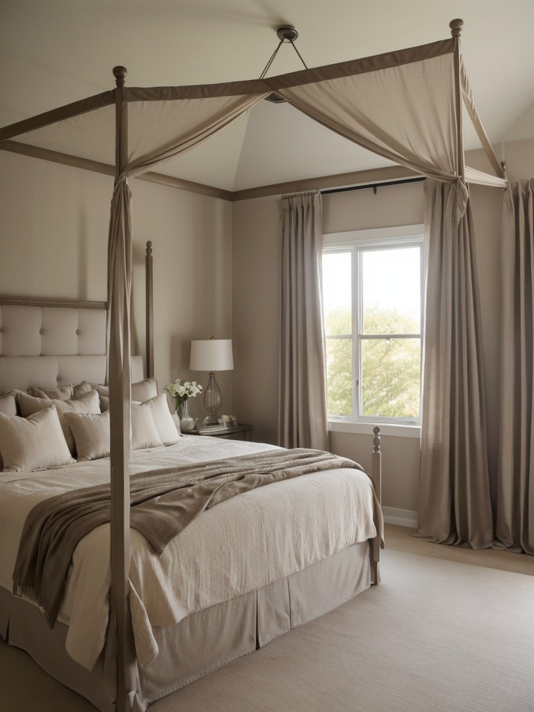 Dreamy Taupe Bedroom with Canopy for Romance and Elegance!