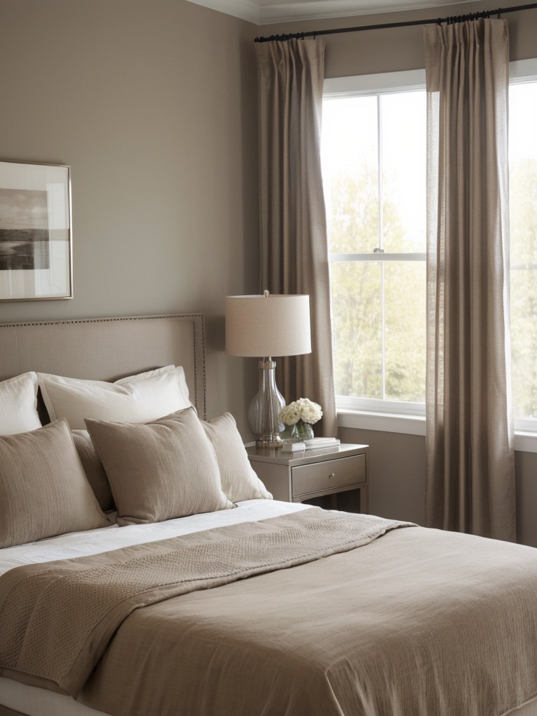 Serene Taupe Bedroom Decor: Elegant & Calming.