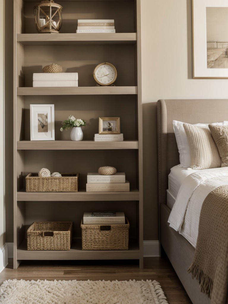 Stylish Apartment Upgrade: Taupe Decor & Custom Shelving