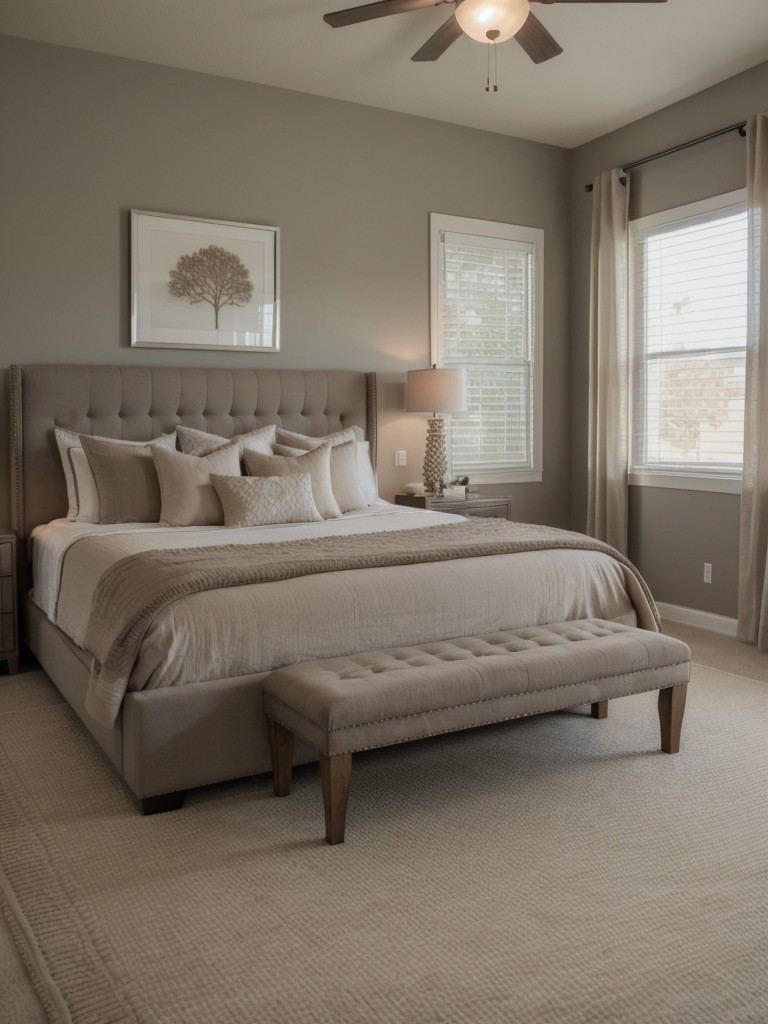 Cozy up your bedroom with a plush taupe area rug for a serene retreat!