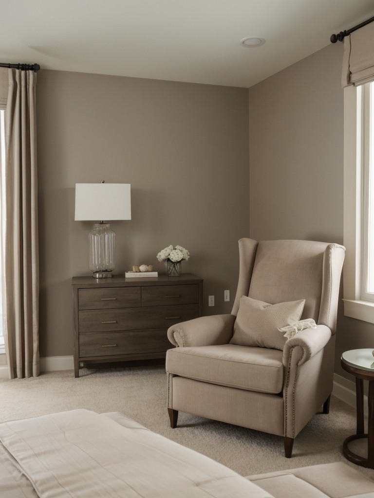 Create Serene Vibes in Your Taupe Bedroom with Cozy Seating