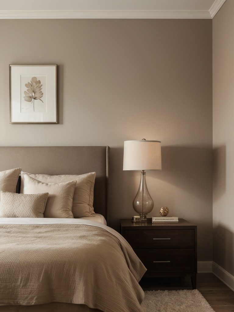 Cozy Apartment Vibes: Illuminate Your Taupe Bedroom with Ambient Lighting