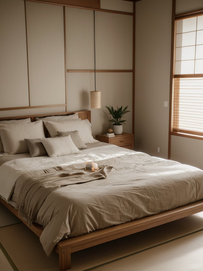 Zen-style paradise: Japanese-inspired bedroom ideas for a serene and minimalist apartment.