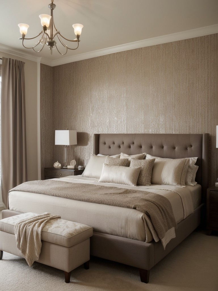 Stunning Taupe Bedroom: Personalize with Bold Wallpaper!