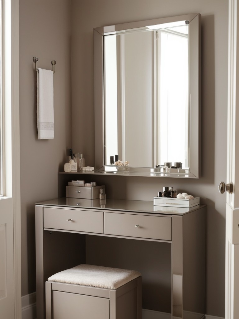 Chic Taupe Bedroom: Maximize Style with a Functional Dressing Table!