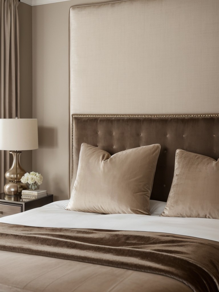 Sophisticated Taupe Bedroom Ideas: Plush Velvet + Tufted Headboard!