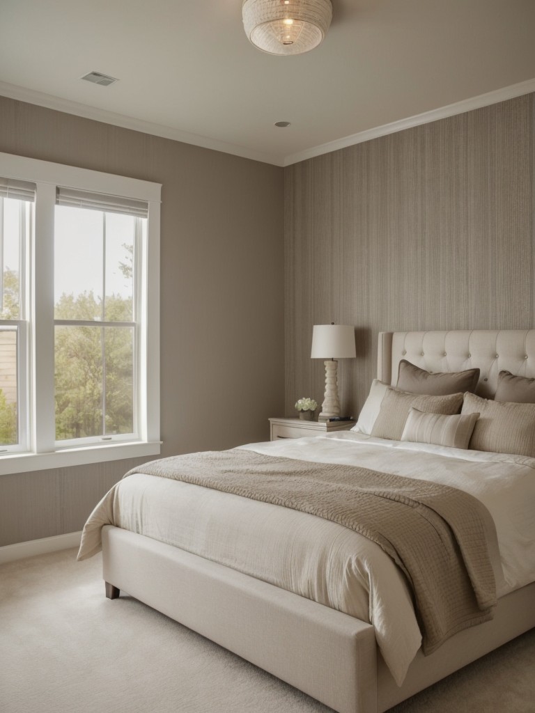 Textured Taupe Accent Wall for Stunning Bedroom Décor.