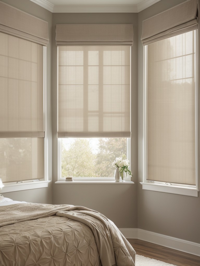 Elegant Taupe Roman Shades for a Timeless Bedroom Look!