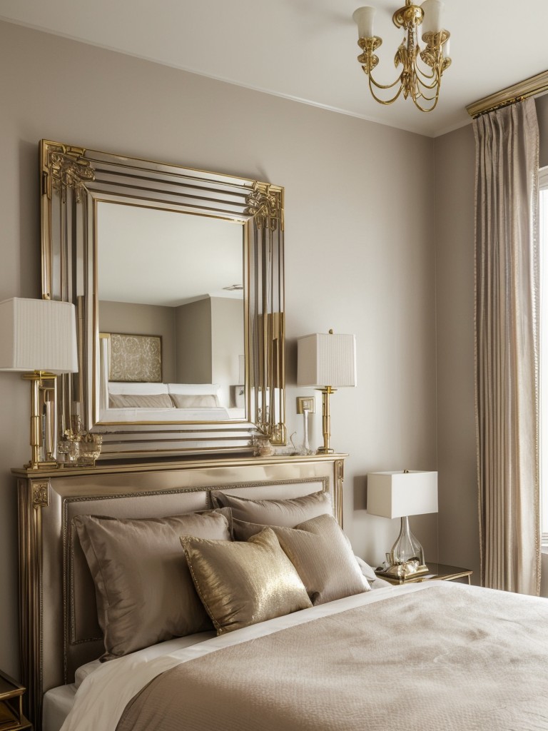 Glam up your bedroom with taupe decor and metallic accents!