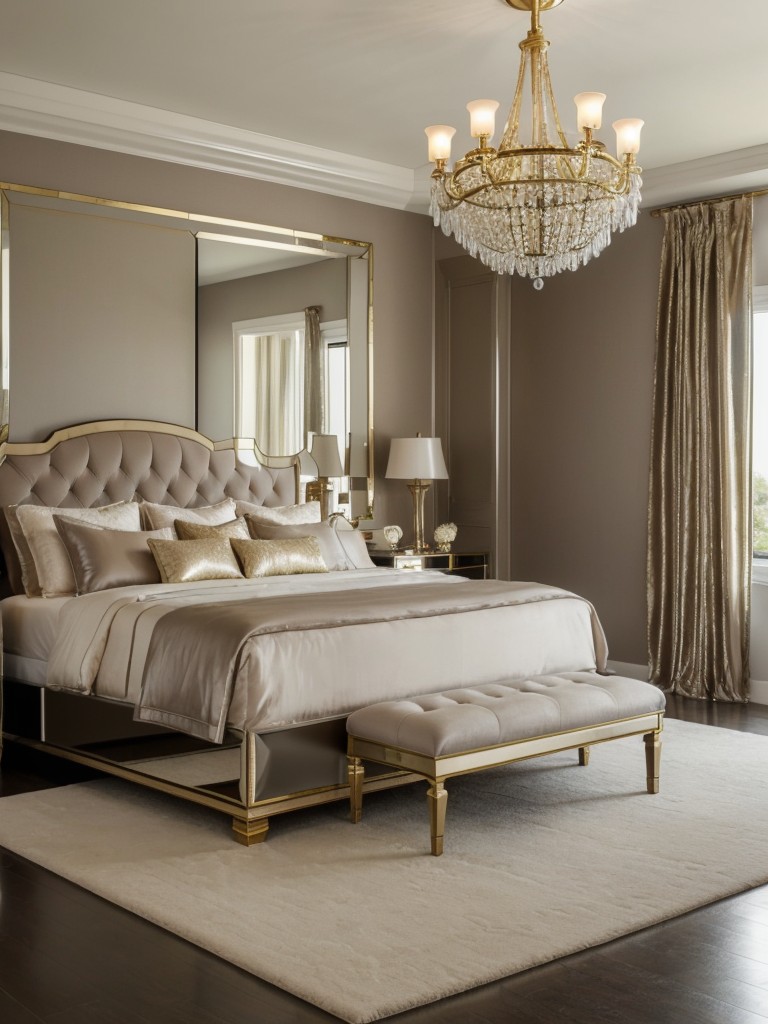 Glam up your bedroom with taupe & metallic accents.