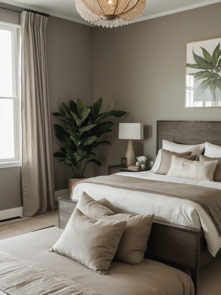 Create a Serene Taupe Bedroom with Fresh Plants