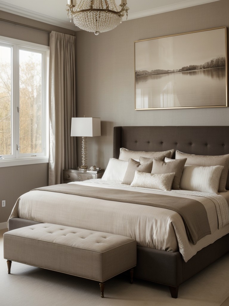 Luxurious Taupe Bedroom Retreat with Statement Artwork