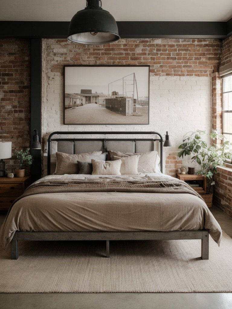 Industrial Chic Bedroom: Exposed Brick and Urban Vibes!