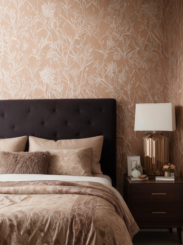 Bold Taupe Bedroom Inspiration: Statement Wallpaper & Vibrant Accents