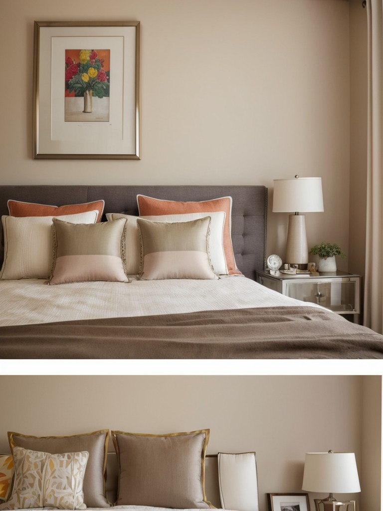 Elevate Your Bedroom: Chic Taupe Decor & Vibrant Accents