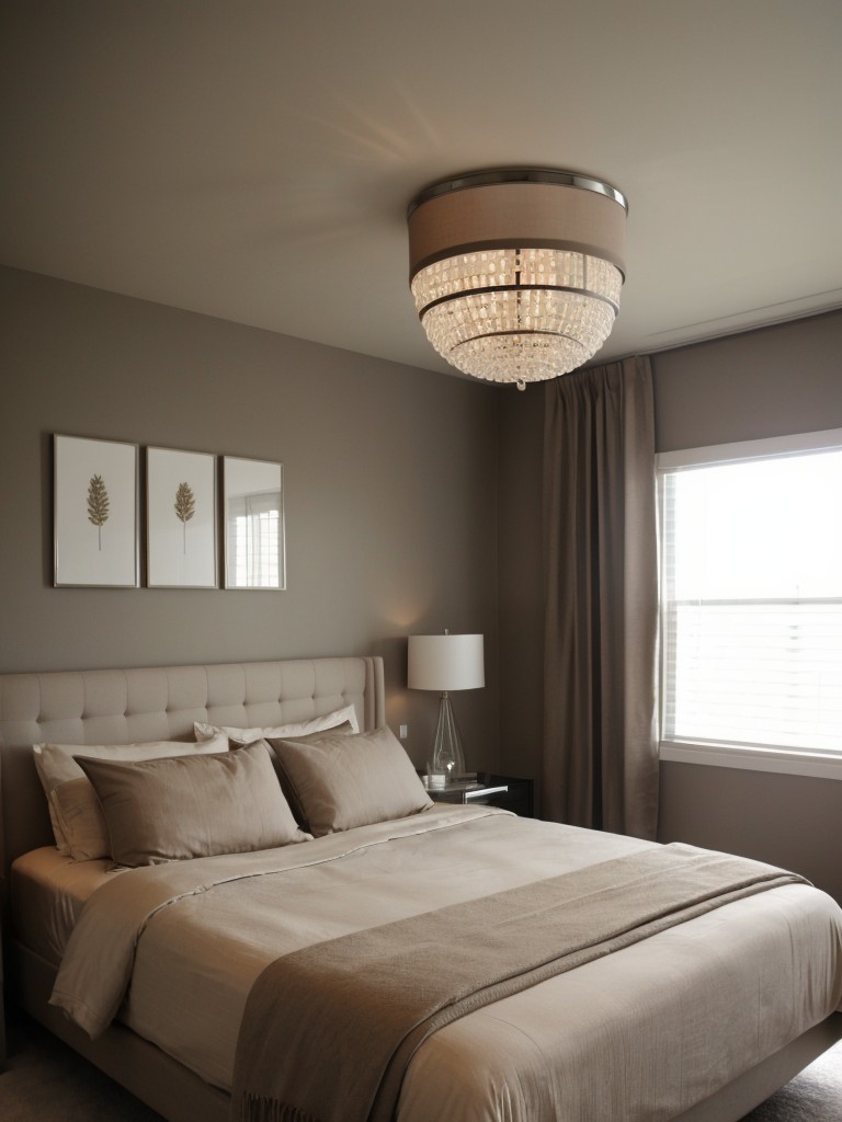 Cozy taupe bedroom with modern lighting fixtures for a sleek look