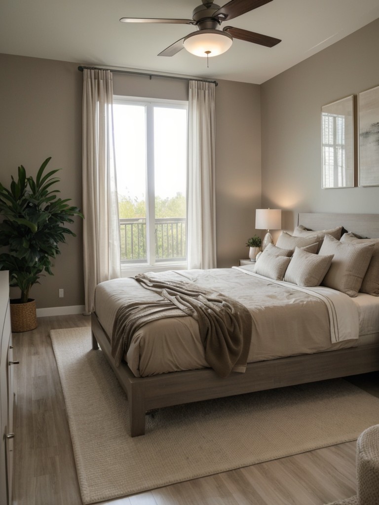 Tranquil Taupe Apartments: Add nature's touch for a serene vibe.