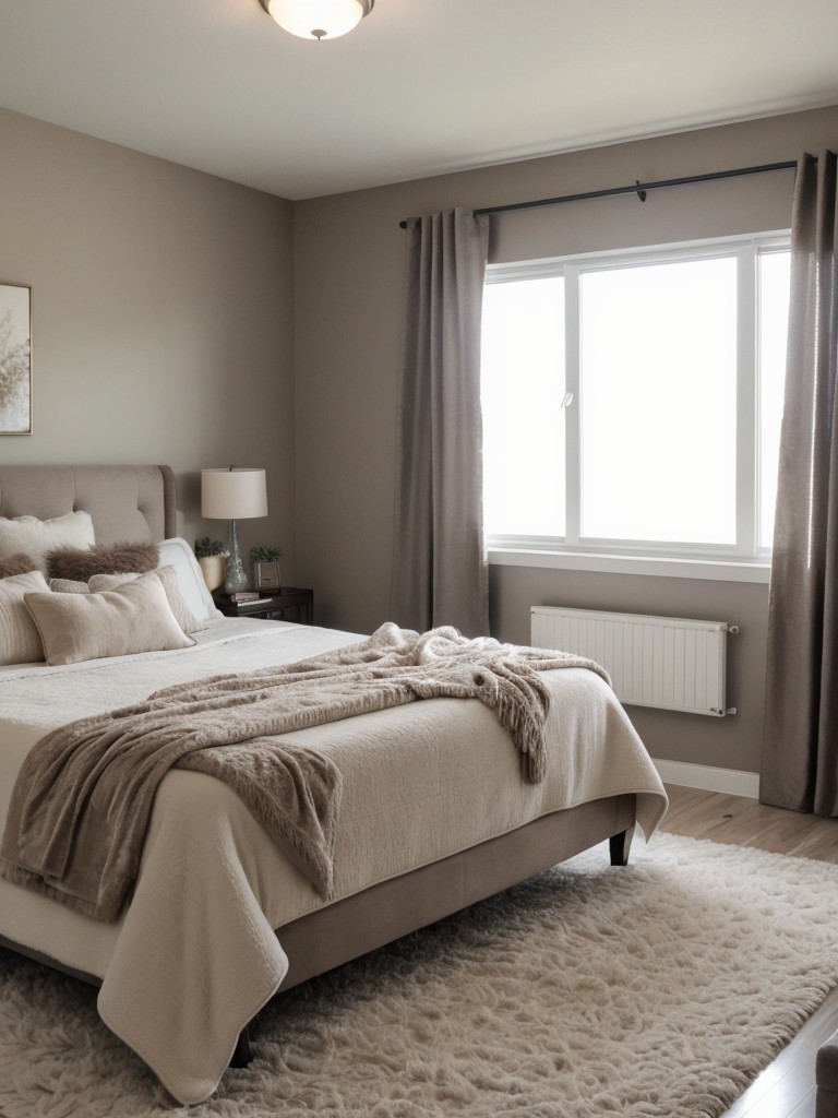 Cozy Apartment Bedroom: Serene Taupe Inspo with Soft Textures!