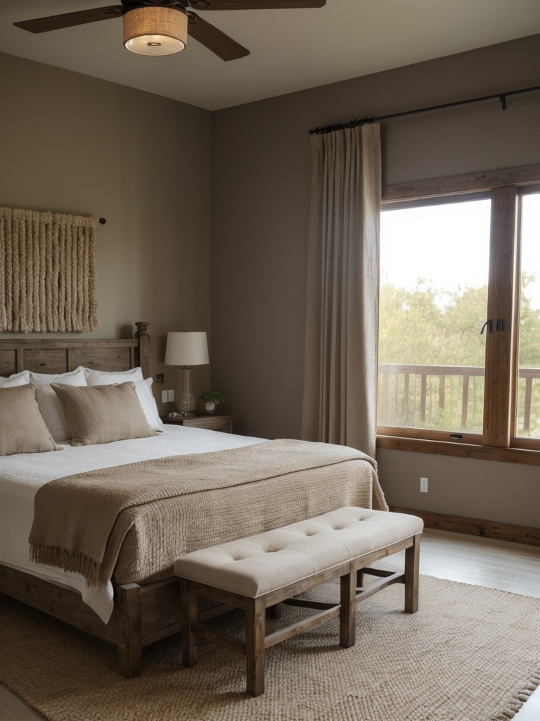 Natural Fiber Rug: Elegant and Rustic Taupe Bedroom Inspiration!