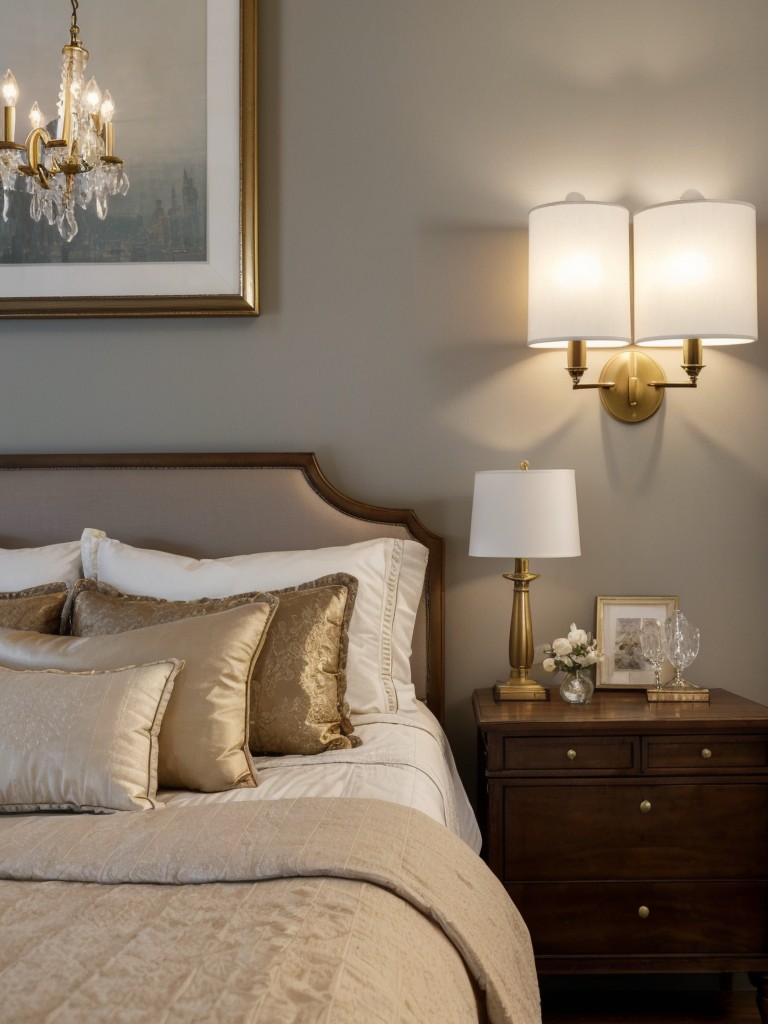 Vintage elegance for your bedroom: Crystal chandelier or brass wall sconces?