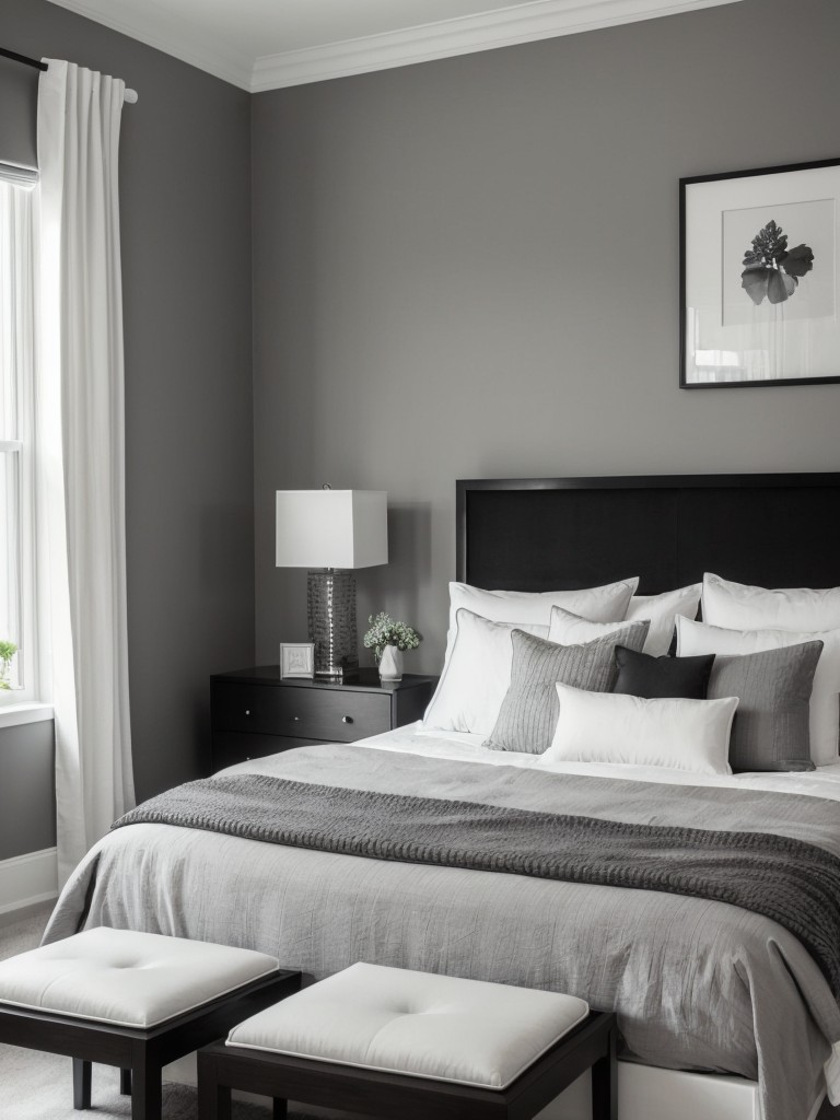 Modern Monochrome: Elevate Your Bedroom with Gray, White, and Black!