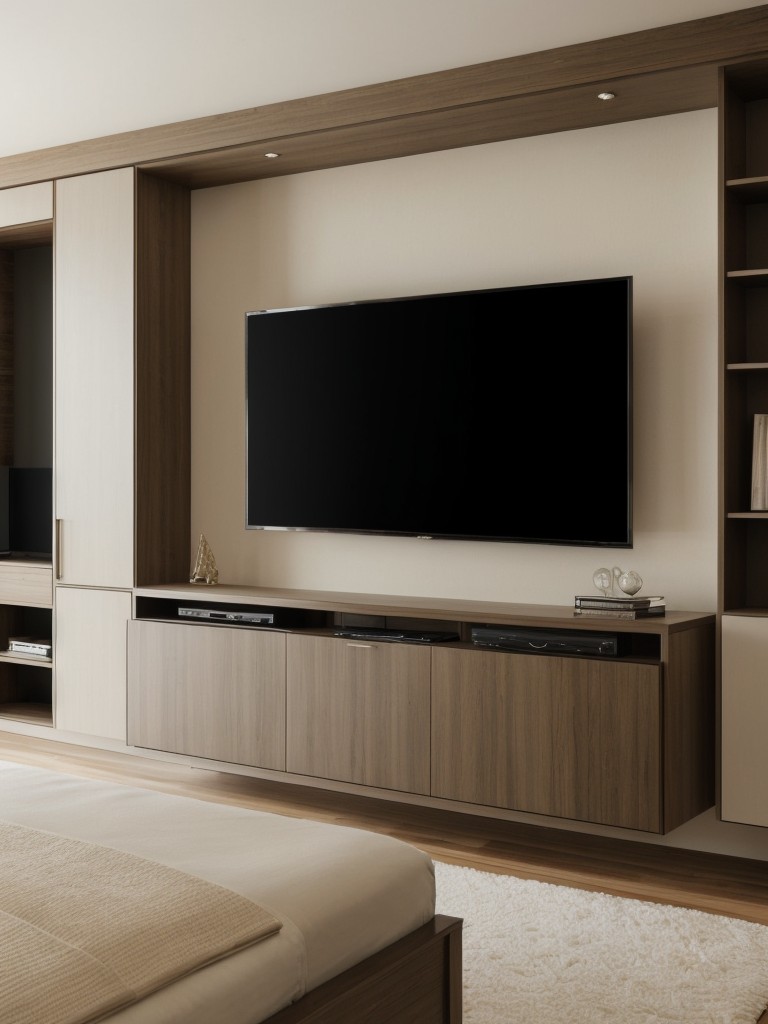 Unleash Bedroom Bliss: Go clutter-free with a wall-mounted TV or concealed entertainment center