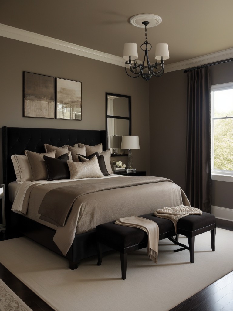 Stylish Black Accents for a Sophisticated Taupe Bedroom